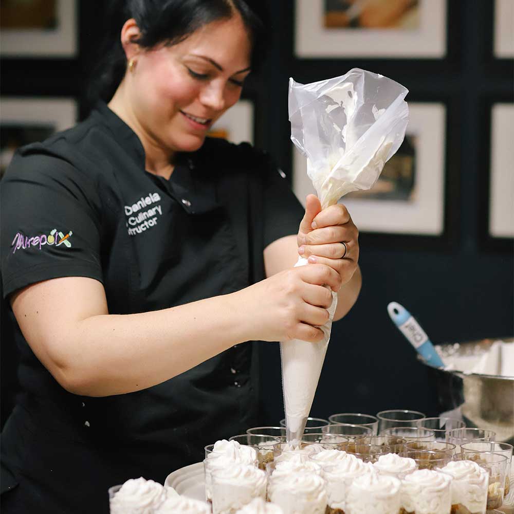Chef Daniela Frosting Dessert Cups in Cooking Class