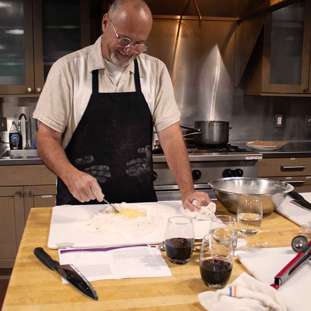 Man learning to cook